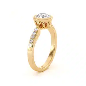 14k Yellow Gold Elegant Bezel Natural Diamond Engagement Ring
