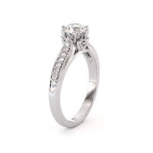 14K White Gold Vintage Classic Side Diamonds Engagement Ring