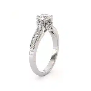 14K White Gold Vintage Classic Side Diamonds Engagement Ring
