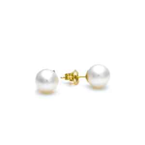 14K Gold White Pearl Earrings