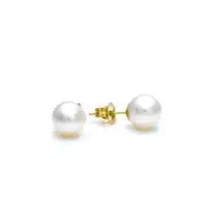 14K Gold White Pearl Earrings