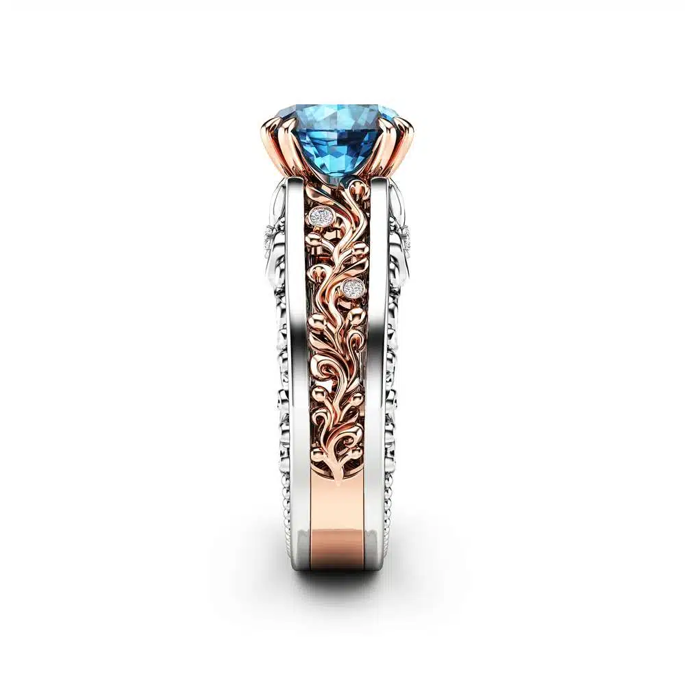 Filigree Blue Diamond Engagement Ring Vintage Inspired Ring Blue Diamond Wedding Ring