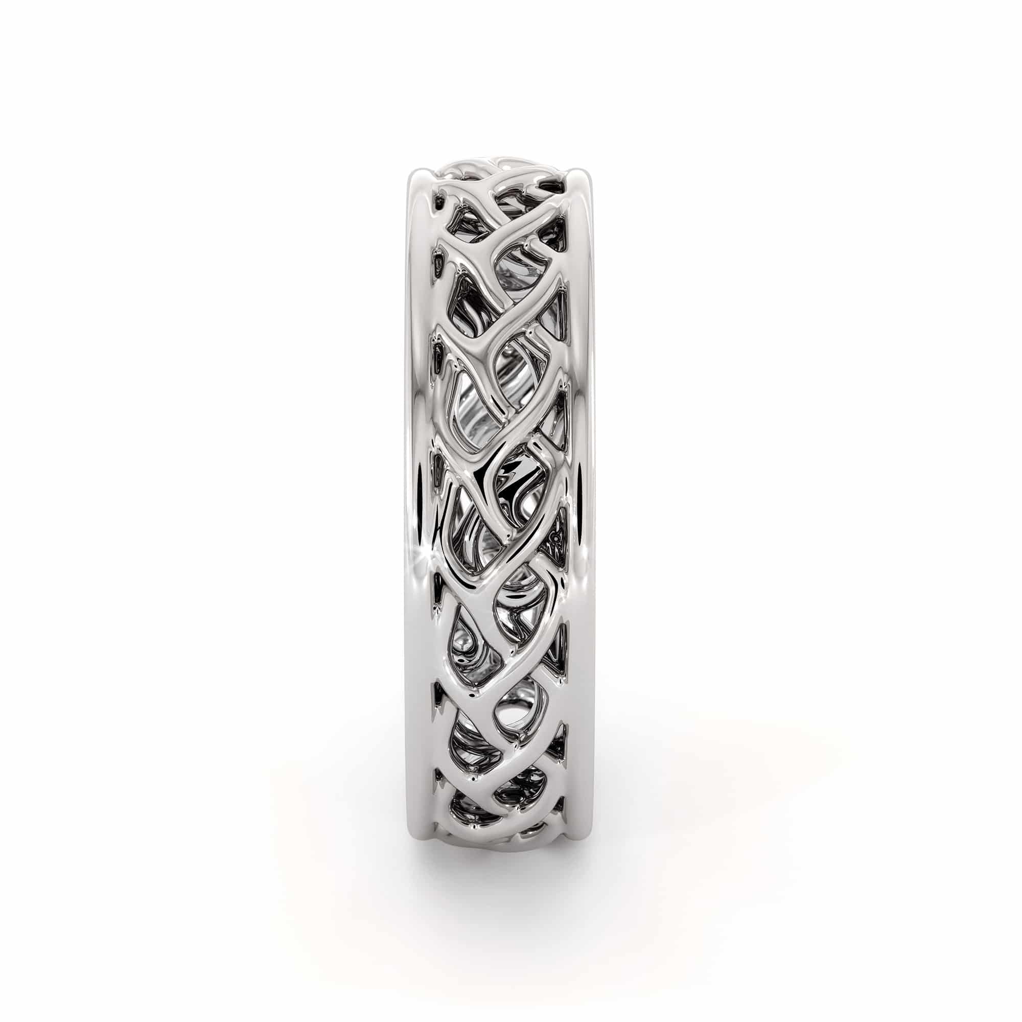 5.5mm Width 14K White Gold Plaited Band For Women's