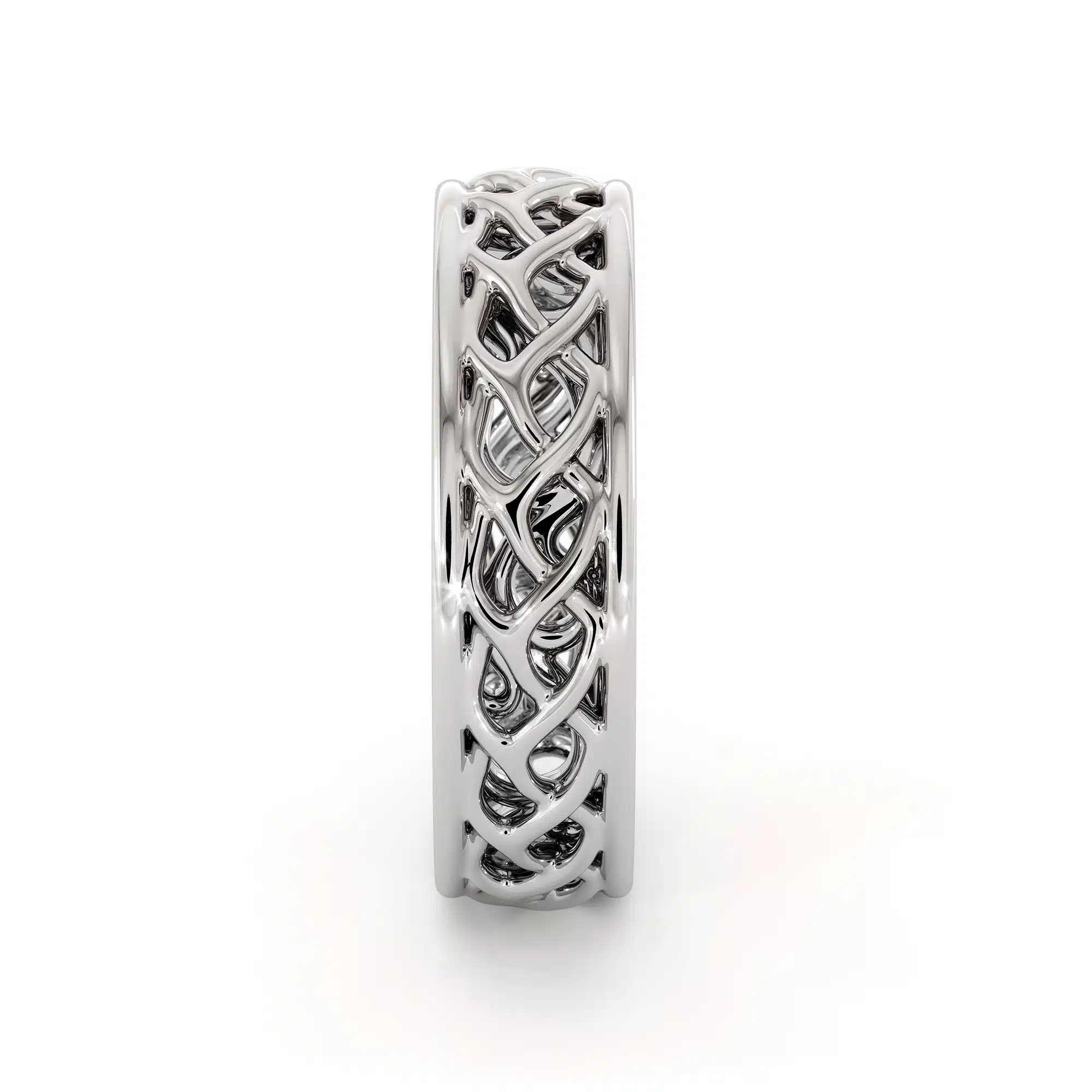 5.5mm Width 14K White Gold Plaited Band For Women's
