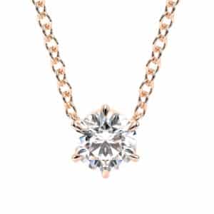 Six Prong Diamond Necklace With Lab-Created Centerpiece