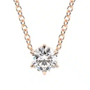 Six Prong Diamond Necklace With Lab-Created Centerpiece