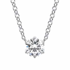 Elegant Six Prong Diamond Necklace With Lab-Created Centerpiece