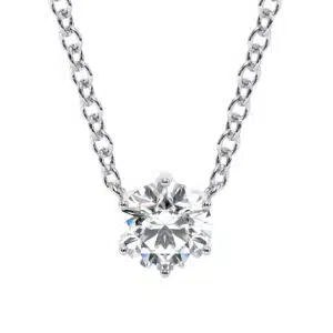 Elegant Six Prong Diamond Necklace With Lab-Created Centerpiece