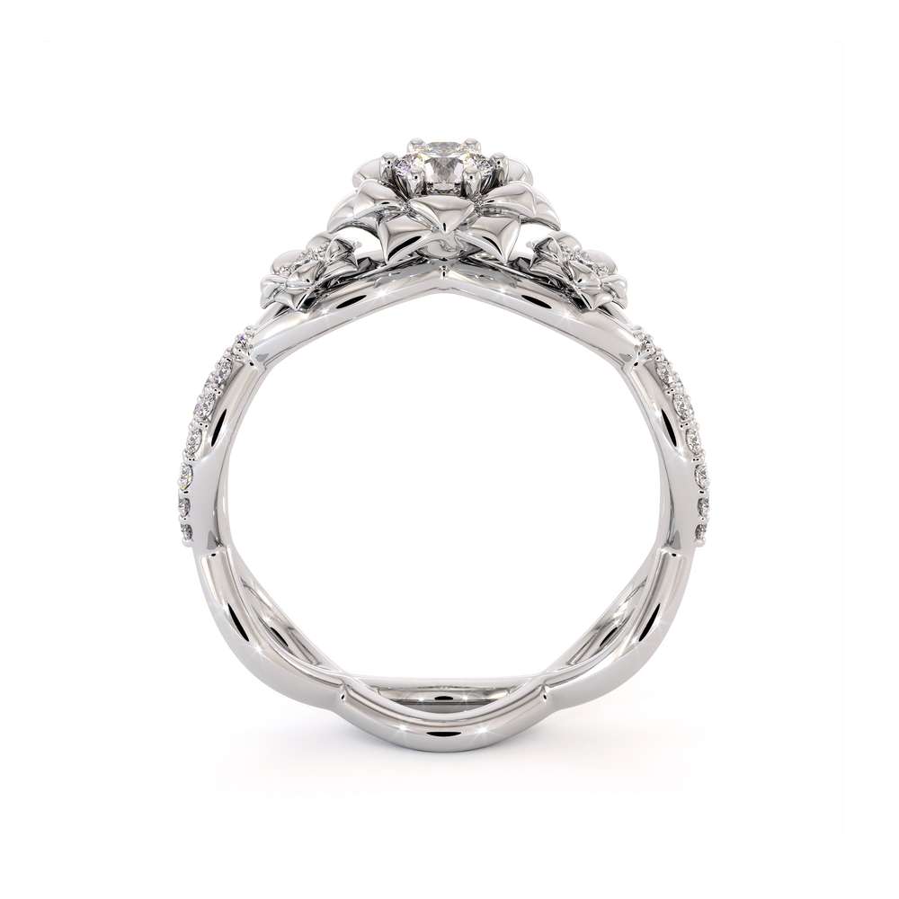 Diamond Engagement Ring 14K White Gold Ring Leaf Engagement Ring 4 Diamond Engagement Ring 14K White Gold Ring Leaf Engagement Ring