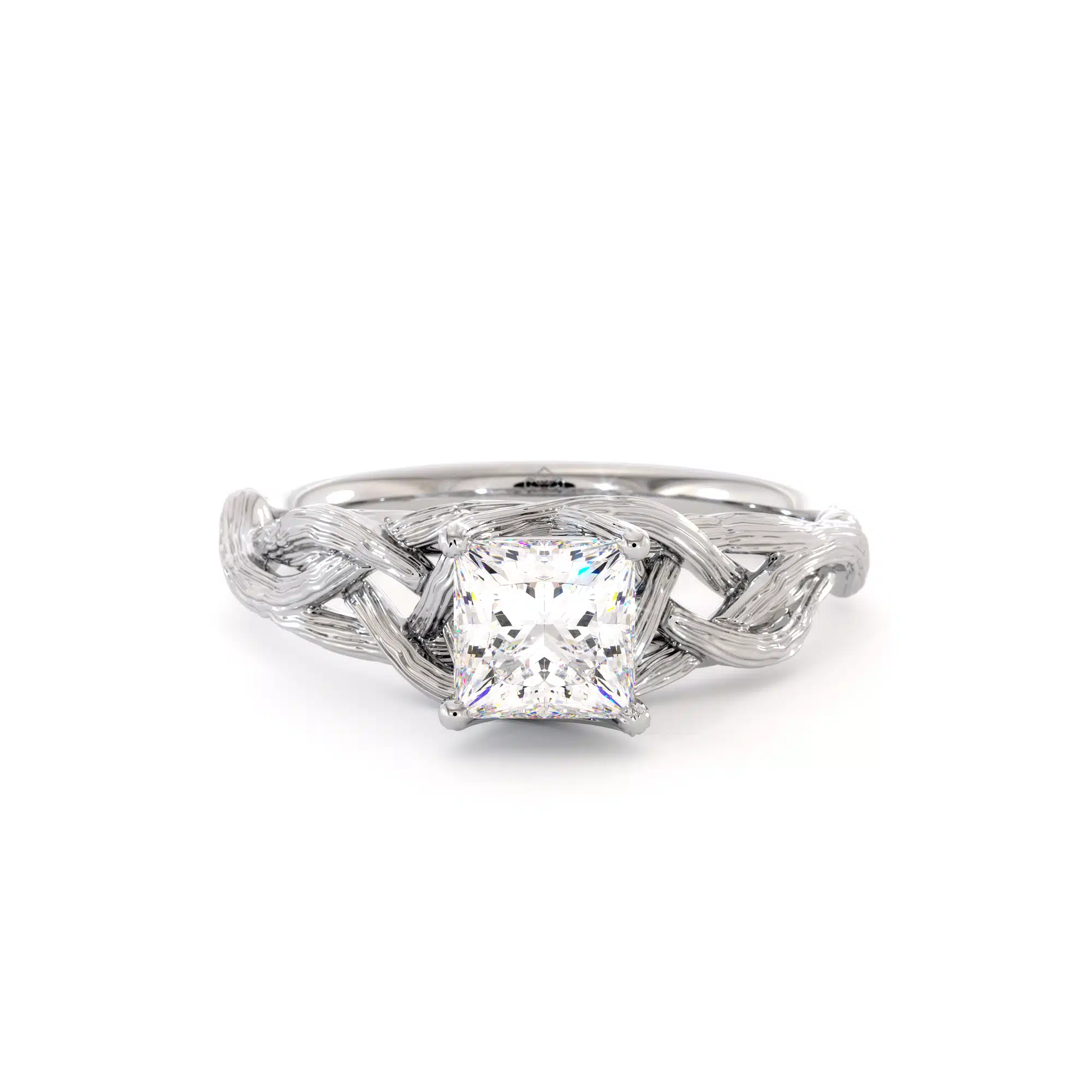 Branch Moissanite Princess Cut Ring Growing Branch White Gold Ring 6 Branch Moissanite Princess Cut Ring Growing Branch White Gold Ring