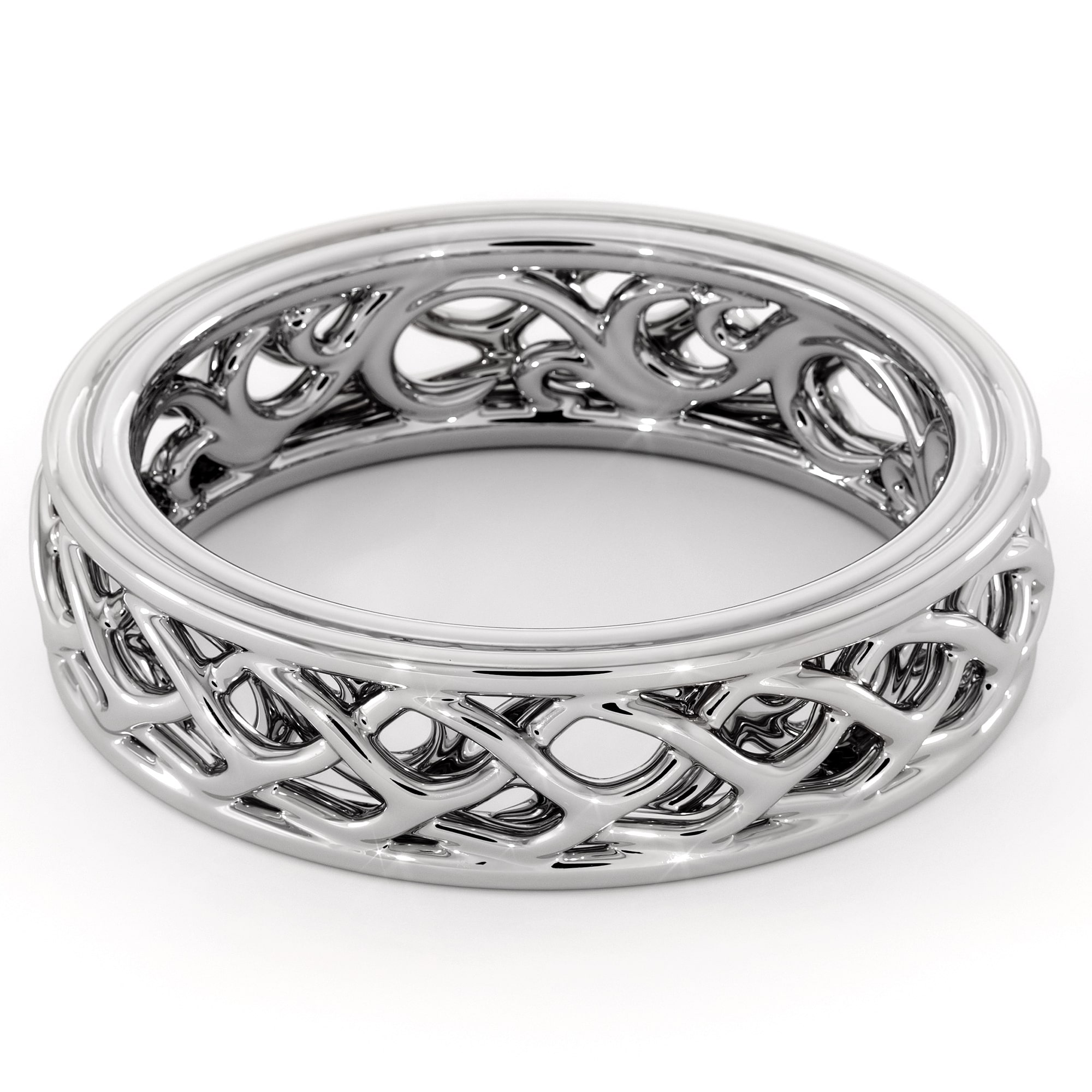 5.5mm Width 14K White Gold Plaited Band For Women's