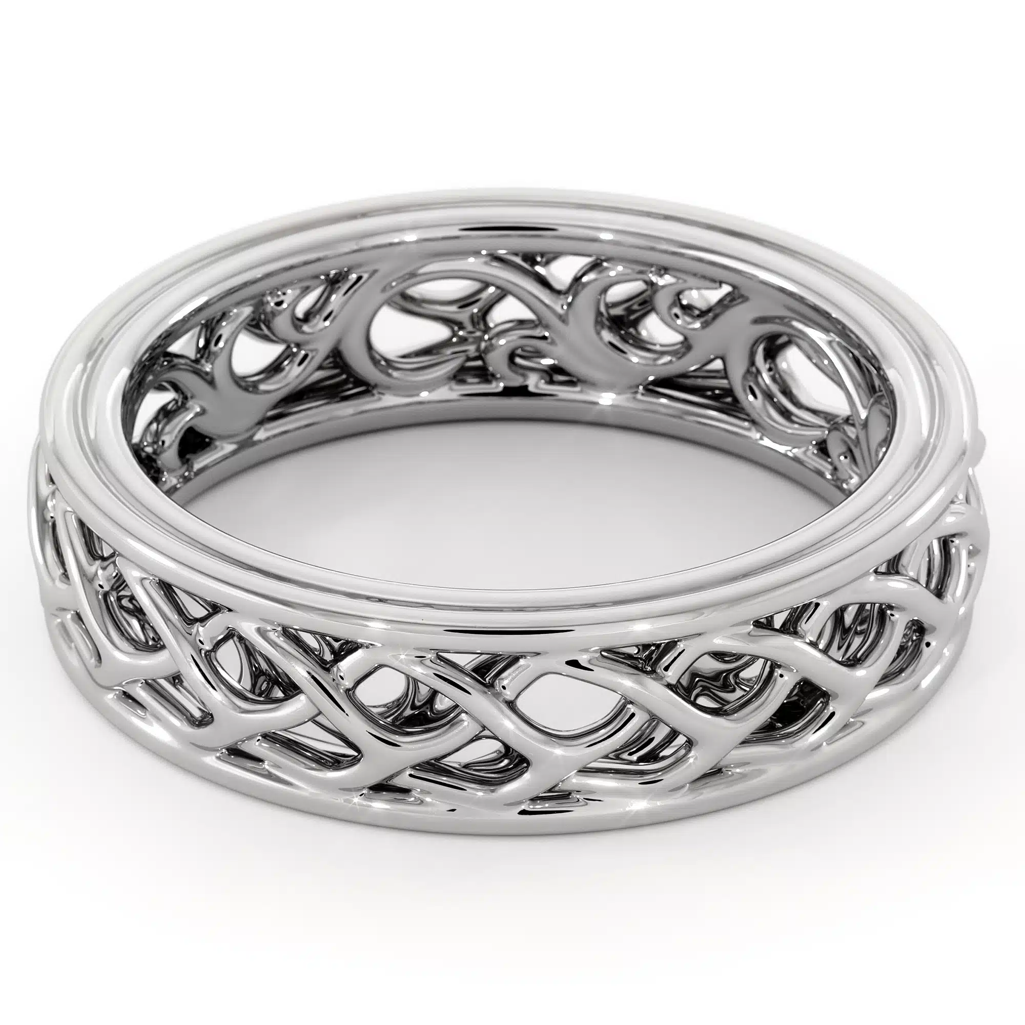 5.5mm Width 14K White Gold Plaited Band For Women's