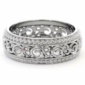 Mens Wedding Band-14K White Gold Wedding Band-Men Wedding Ring