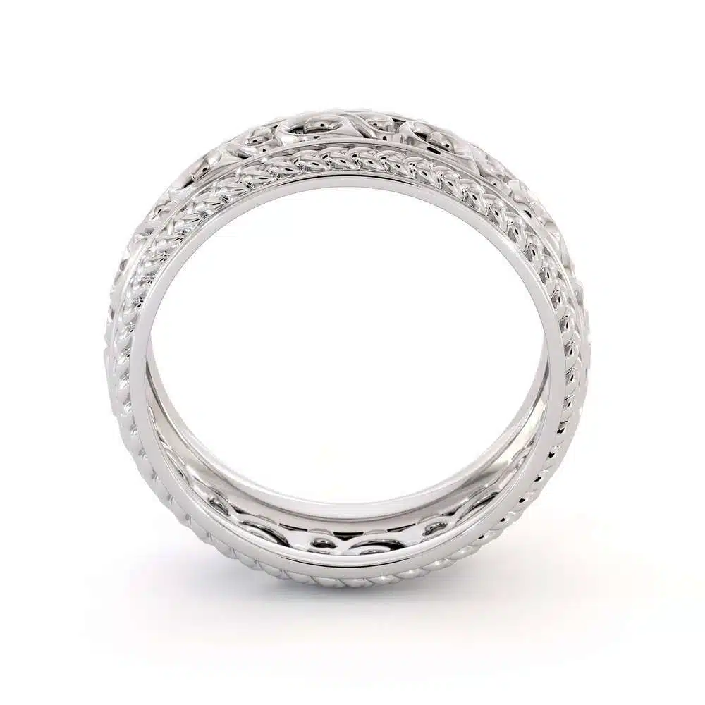 Mens Wedding Band-14K White Gold Wedding Band-Men Wedding Ring