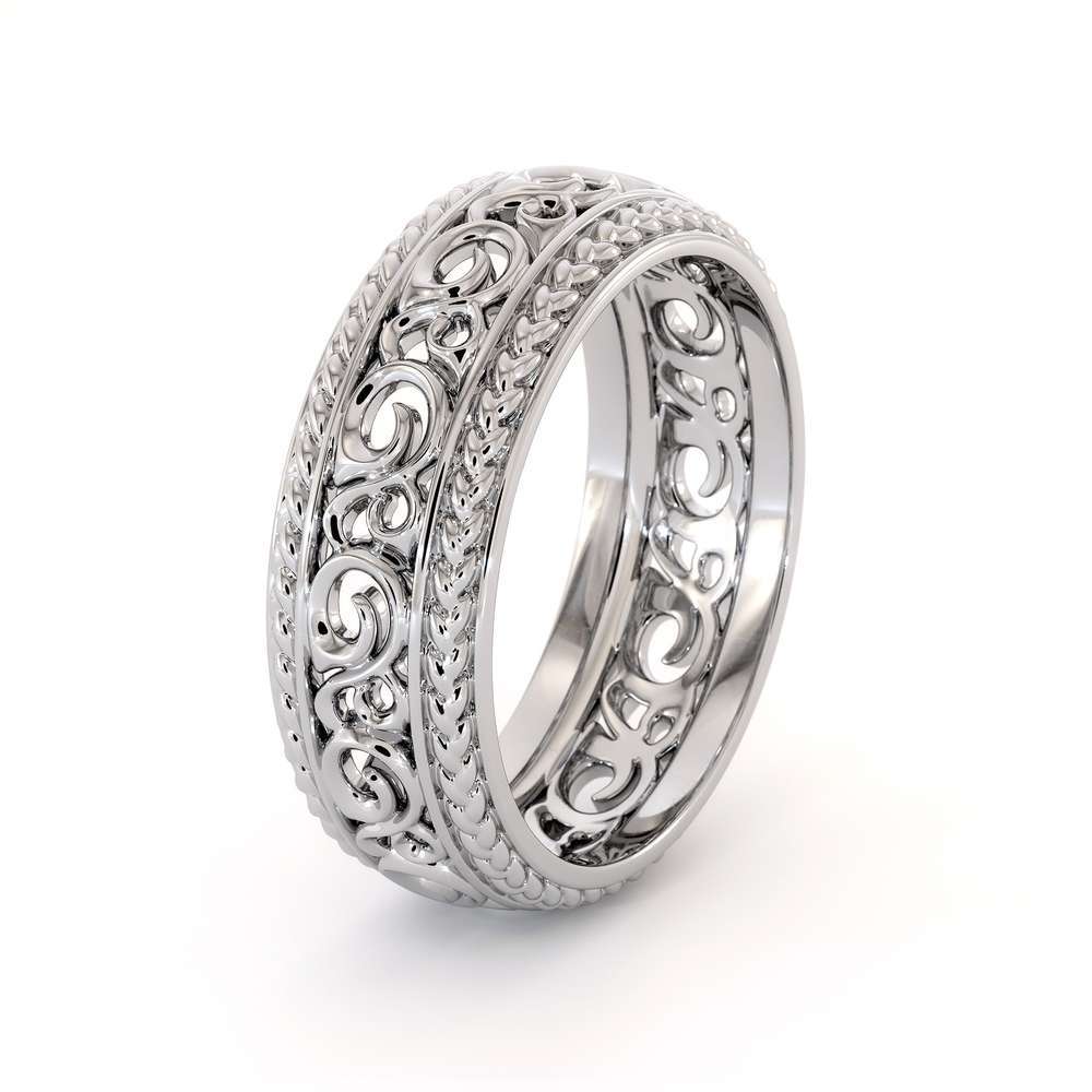 MB-0017A Mens Wedding Band-14K White Gold Wedding Band-Men Wedding Ring 7 Mens Wedding Band-14K White Gold Wedding Band-Men Wedding Ring