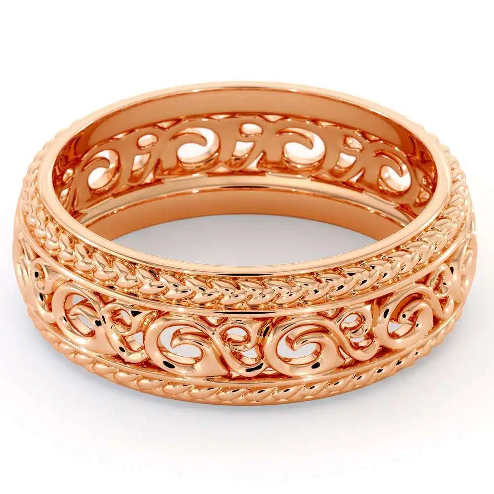 MB-0017A Mens Wedding Band-14K Rose Gold Wedding Band-Men Wedding Ring 6 Mens Wedding Band-14K Rose Gold Wedding Band-Men Wedding Ring