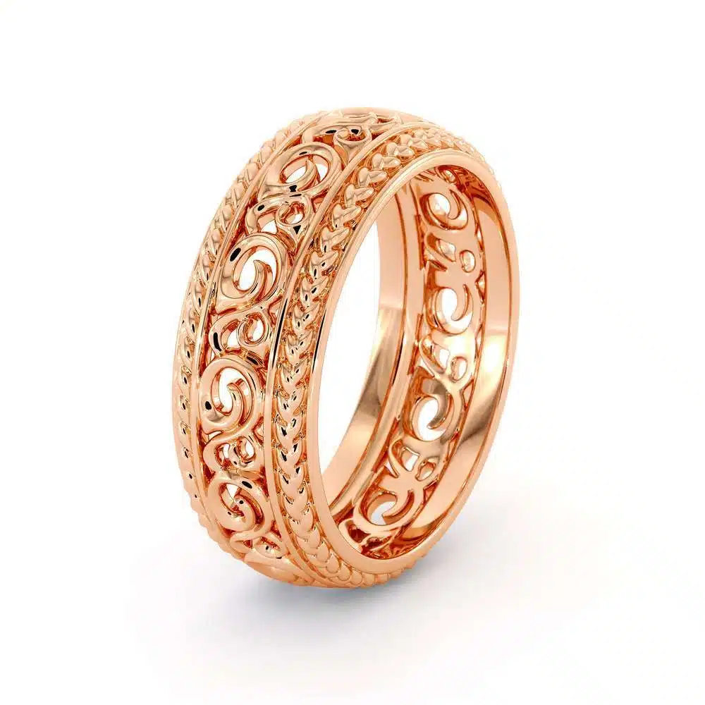 MB-0017A Mens Wedding Band-14K Rose Gold Wedding Band-Men Wedding Ring 7 Mens Wedding Band-14K Rose Gold Wedding Band-Men Wedding Ring