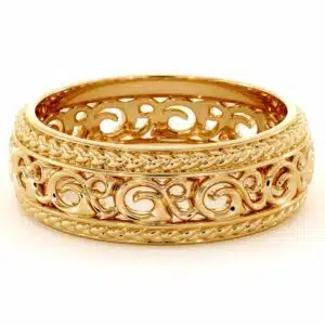 Mens Wedding Band-14K Yellow Gold Wedding Band-Men Wedding Ring