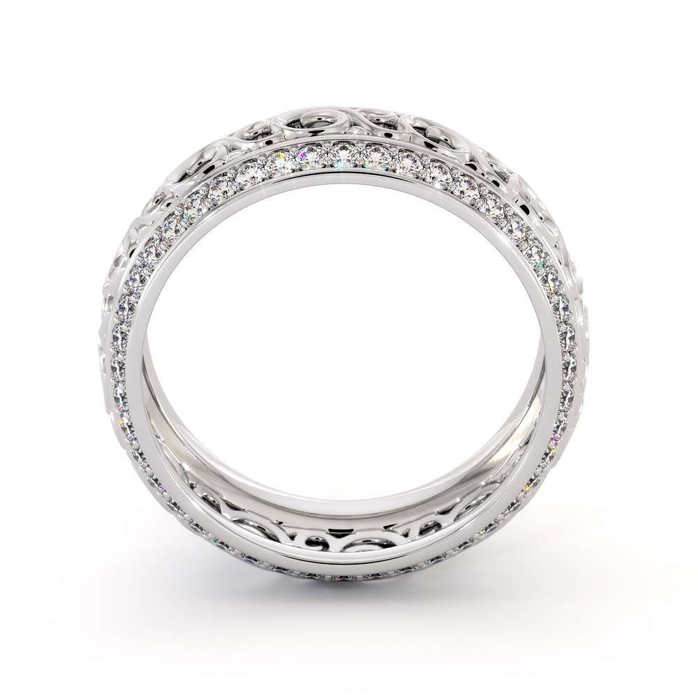 White Gold Diamonds Wedding Band Eternity Engagement Band Filigree Wedding Diamond Ring