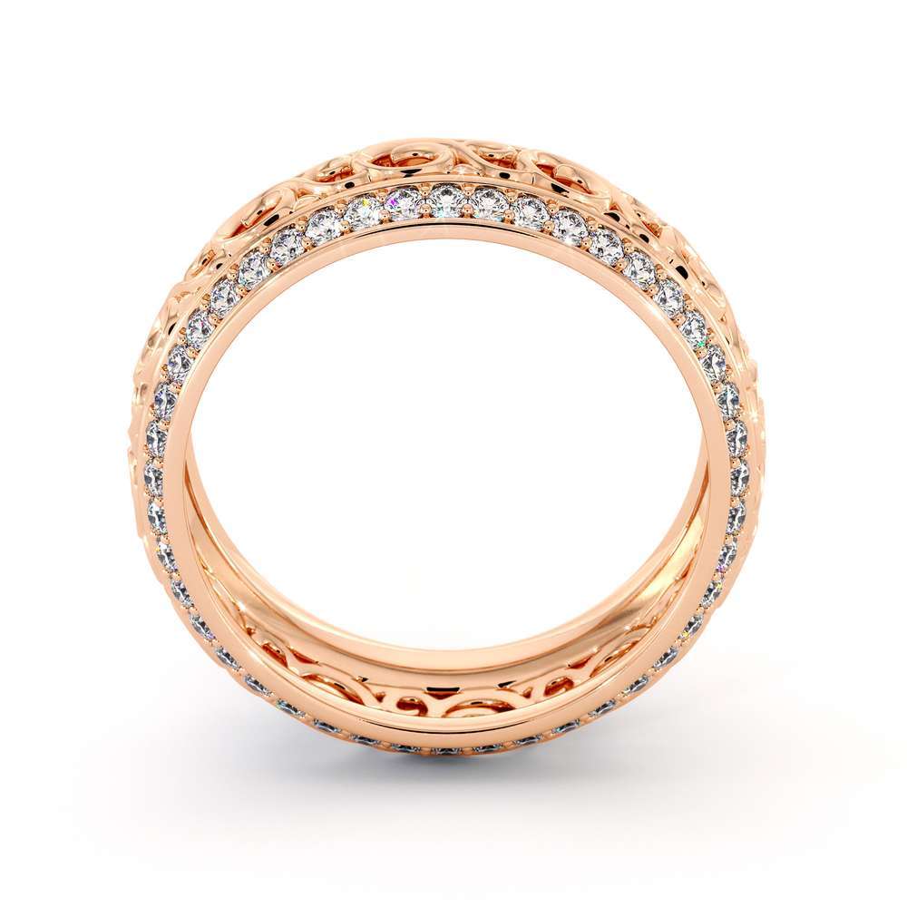 Rose Gold Diamonds Wedding Band Eternity Engagement Band Filigree Wedding Diamond Ring