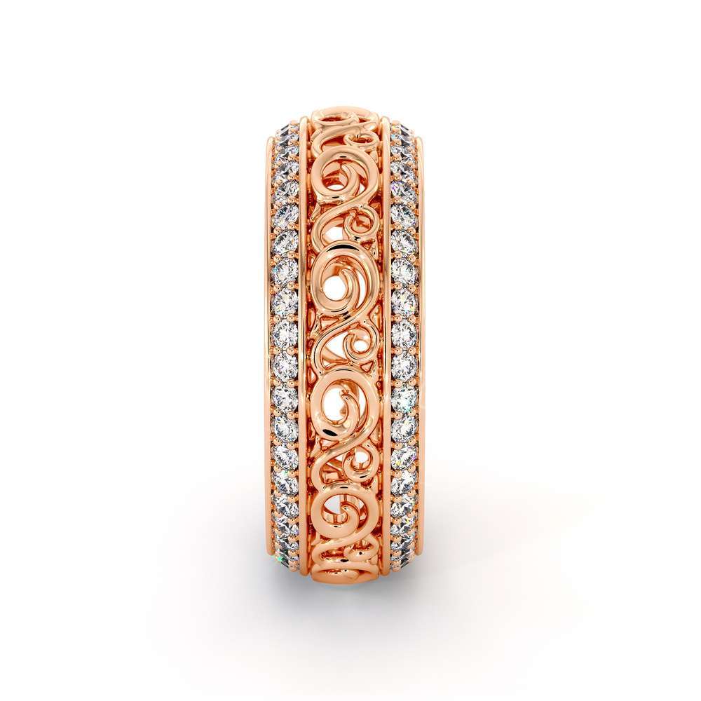 Rose Gold Diamonds Wedding Band Eternity Engagement Band Filigree Wedding Diamond Ring