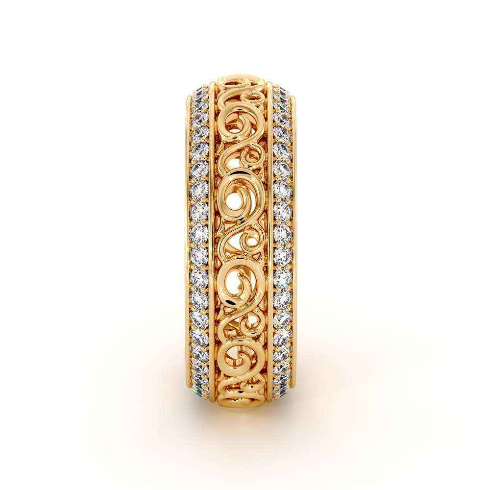 Yellow Gold Diamonds Wedding Band Eternity Engagement Band Filigree Wedding Diamond Ring 6 Yellow Gold Diamonds Wedding Band Eternity Engagement Band Filigree Wedding Diamond Ring