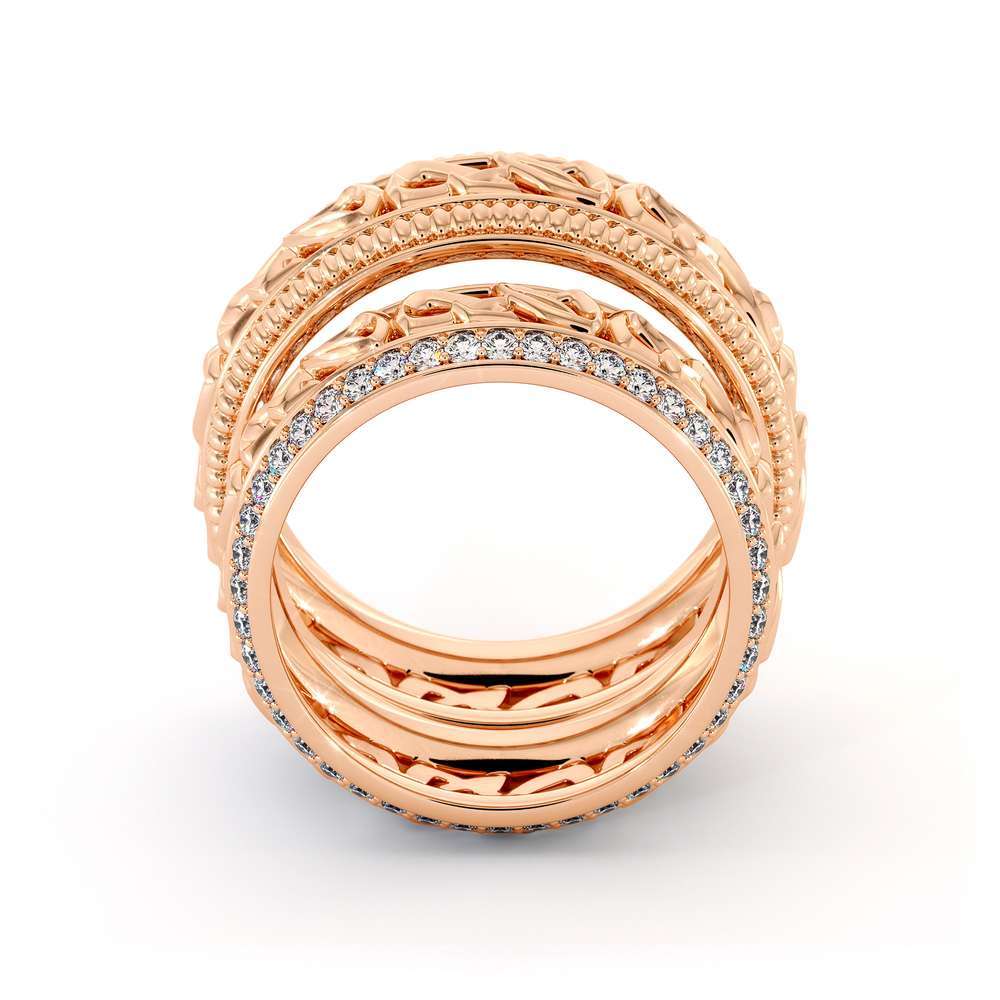 His and Hers Art Deco Wedding Band Set-14K Rose Gold Wedding Rings-Matching Band Set 6 His and Hers Art Deco Wedding Band Set-14K Rose Gold Wedding Rings-Matching Band Set