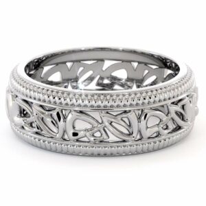Wedding Band For Men-14K White Gold Handmade Wedding Band-Vintage Wedding Ring