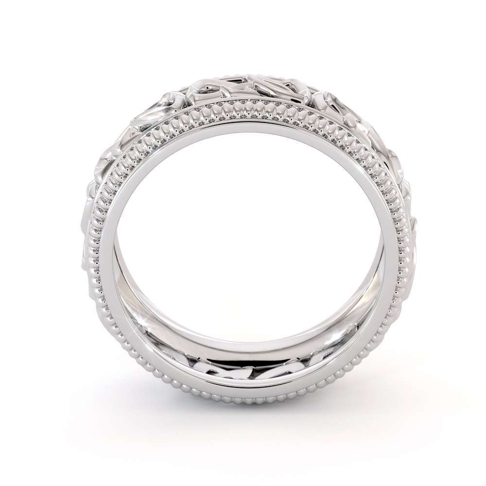 MB-0018A Wedding Band For Men-14K White Gold Handmade Wedding Band-Vintage Wedding Ring 5 Wedding Band For Men-14K White Gold Handmade Wedding Band-Vintage Wedding Ring