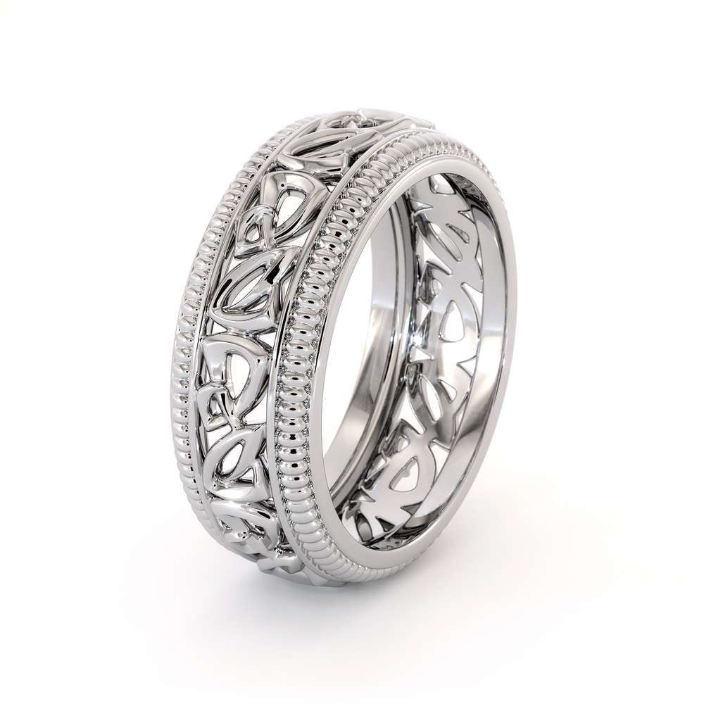 MB-0018A Wedding Band For Men-14K White Gold Handmade Wedding Band-Vintage Wedding Ring 7 Wedding Band For Men-14K White Gold Handmade Wedding Band-Vintage Wedding Ring