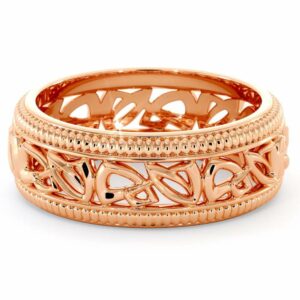 Wedding Band For Men-14K Rose Gold Handmade Wedding Band-Vintage Wedding Ring
