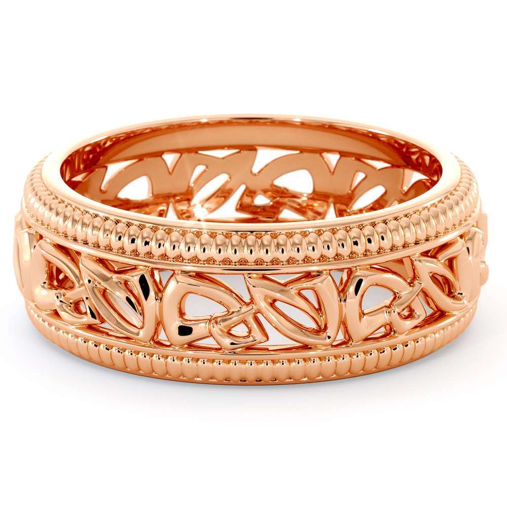 Wedding Band For Men-14K Rose Gold Handmade Wedding Band-Vintage Wedding Ring