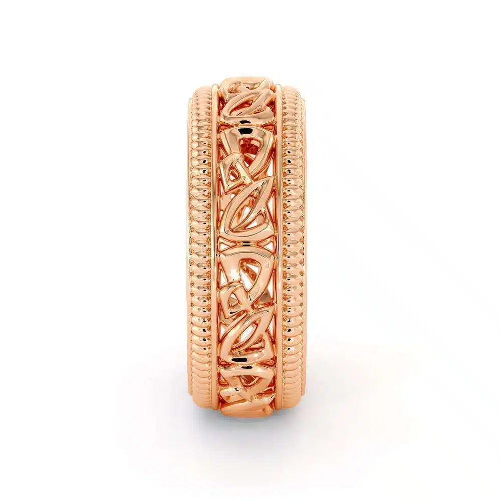 Wedding Band For Men-14K Rose Gold Handmade Wedding Band-Vintage Wedding Ring