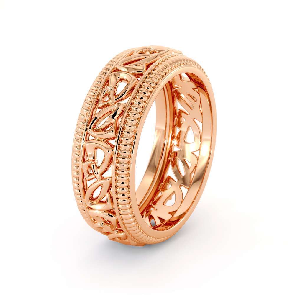 MB-0018 Wedding Band For Men-14K Rose Gold Handmade Wedding Band-Vintage Wedding Ring 7 Wedding Band For Men-14K Rose Gold Handmade Wedding Band-Vintage Wedding Ring
