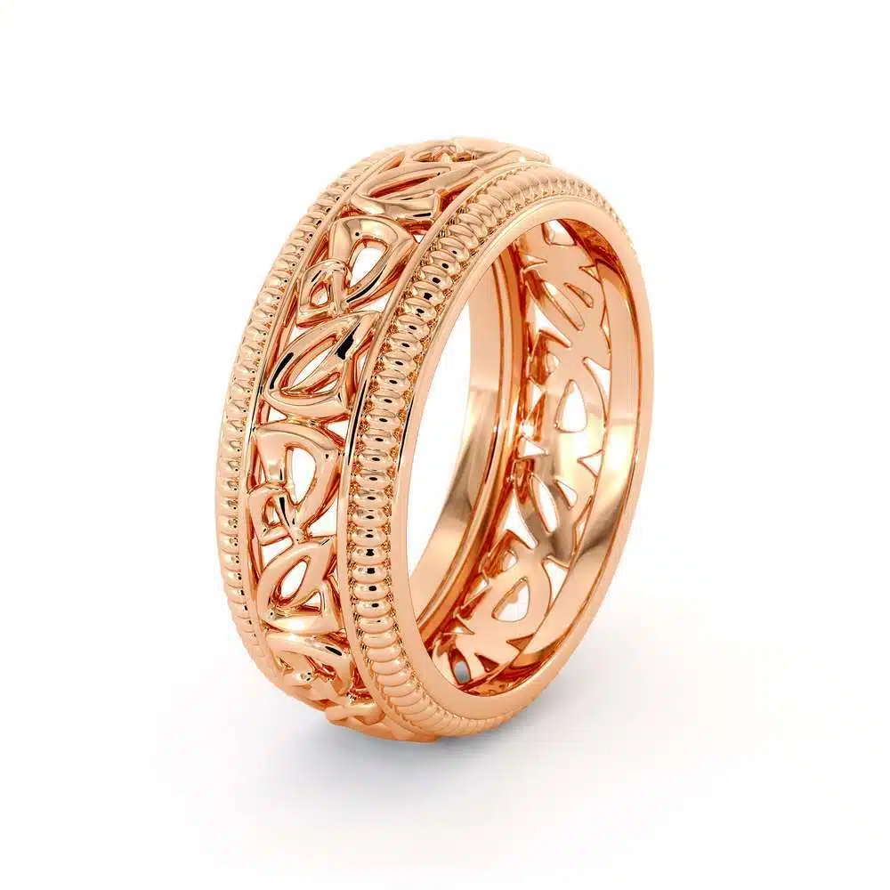 Wedding Band For Men-14K Rose Gold Handmade Wedding Band-Vintage Wedding Ring