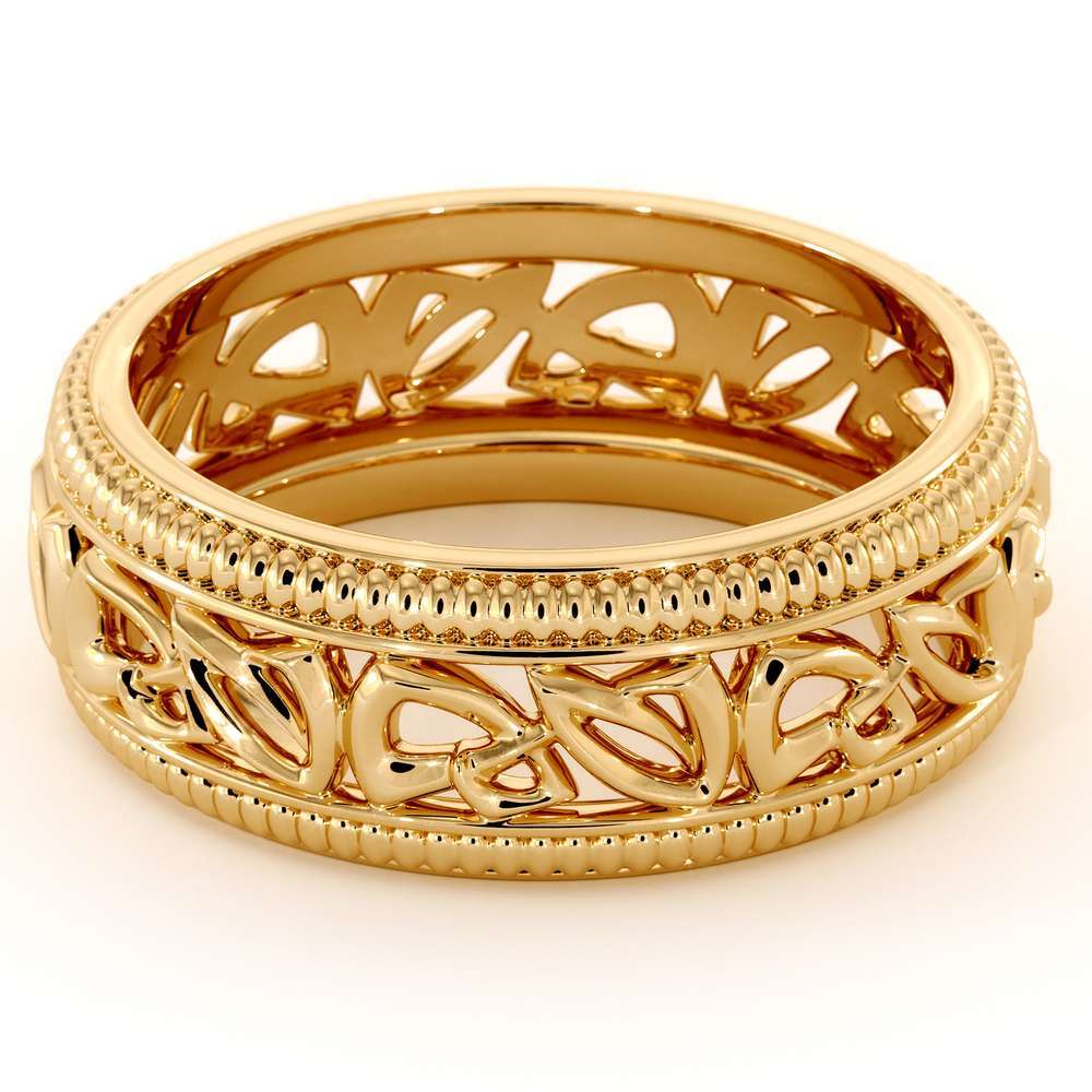 Wedding Band For Men-14K Yellow Gold Handmade Wedding Band-Vintage Wedding Ring