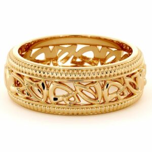 Wedding Band For Men-14K Yellow Gold Handmade Wedding Band-Vintage Wedding Ring