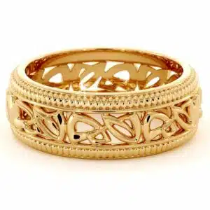 Wedding Band For Men-14K Yellow Gold Handmade Wedding Band-Vintage Wedding Ring