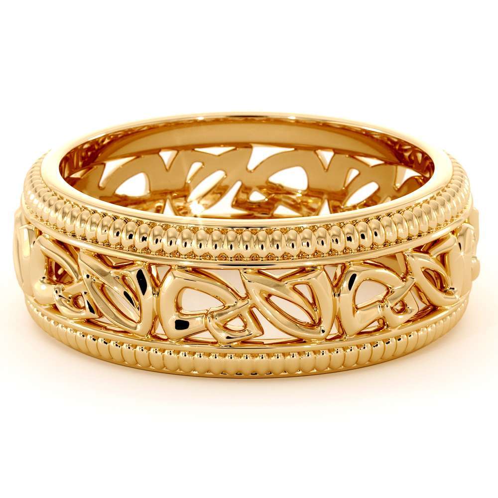 Wedding Band For Men-14K Yellow Gold Handmade Wedding Band-Vintage Wedding Ring