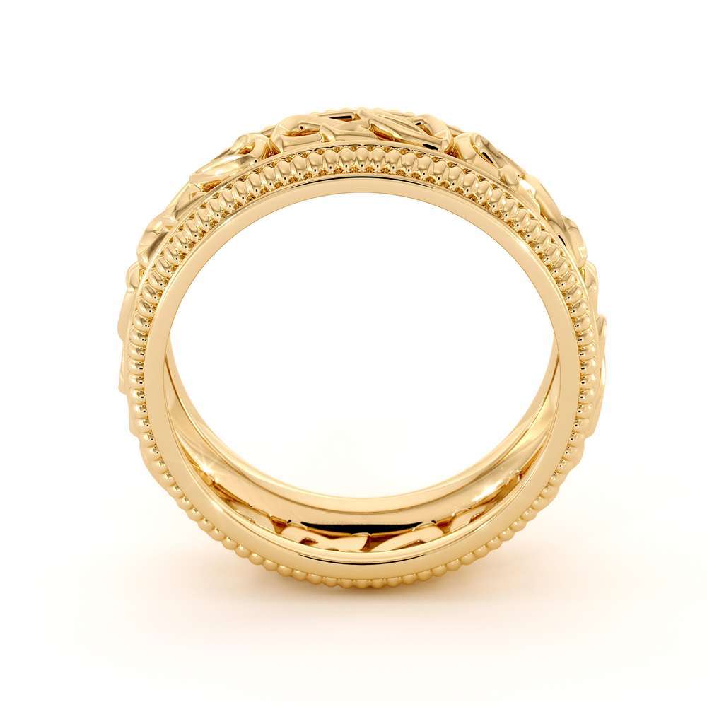 Wedding Band For Men-14K Yellow Gold Handmade Wedding Band-Vintage Wedding Ring