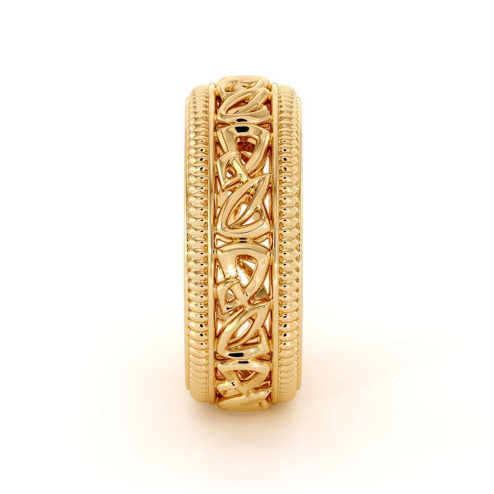 Wedding Band For Men-14K Yellow Gold Handmade Wedding Band-Vintage Wedding Ring