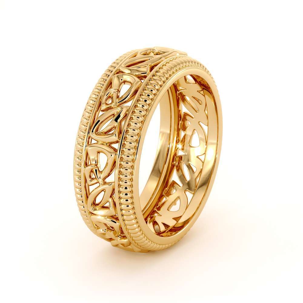 Wedding Band For Men-14K Yellow Gold Handmade Wedding Band-Vintage Wedding Ring