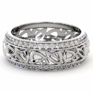 White Gold Wedding Band Women Wedding Band Natural Diamond Wedding Band