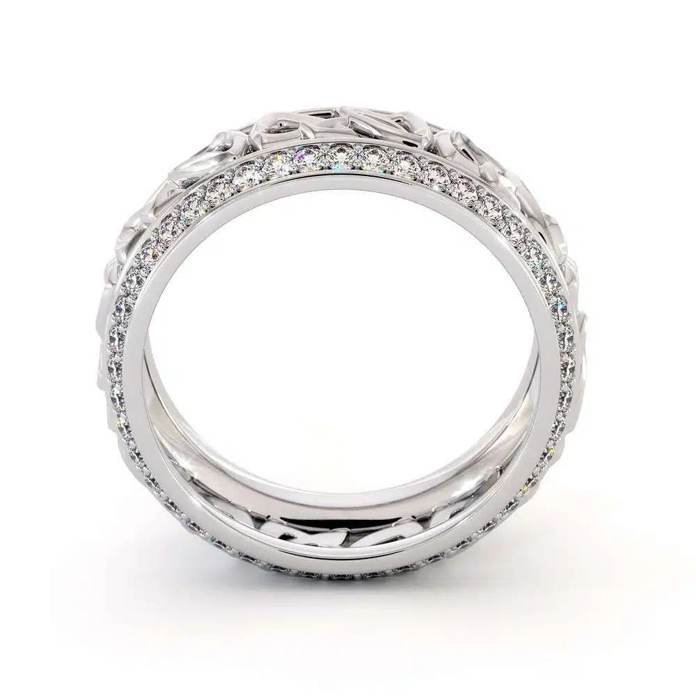 White Gold Wedding Band Women Wedding Band Natural Diamond Wedding Band