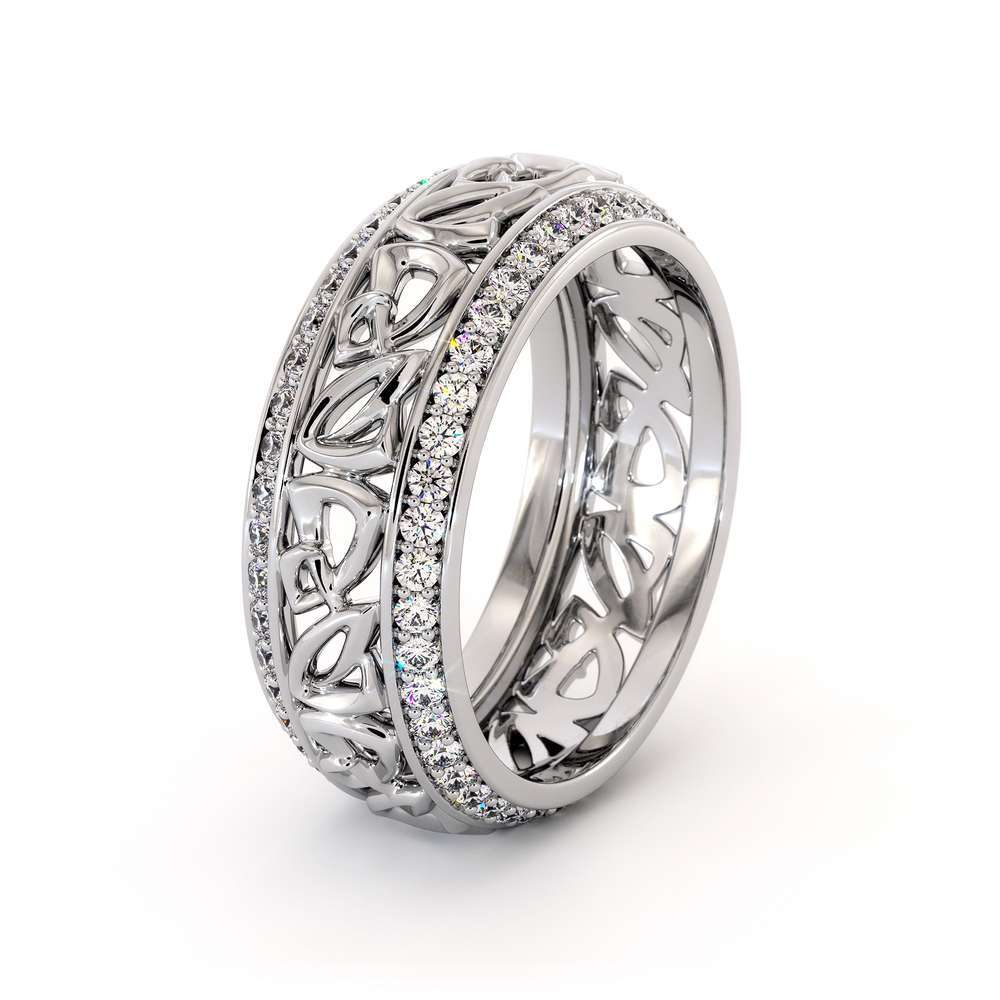 White Gold Wedding Band Women Wedding Band Natural Diamond Wedding Band