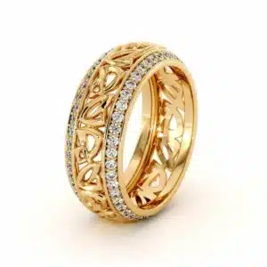 Yellow Gold Wedding Band Women Wedding Band Natural Diamond Wedding Band