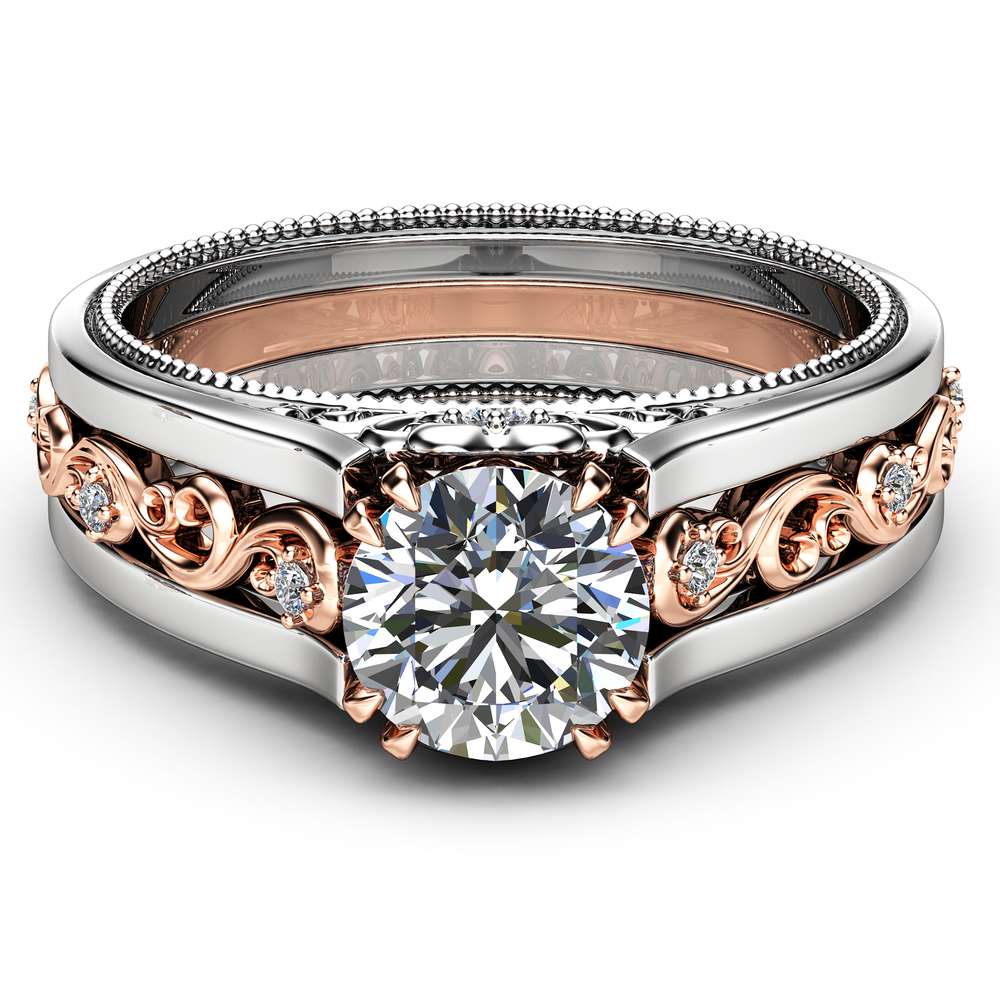 Antique Engagement Ring 14K Two Tone Gold Moissanite Ring Moissanite Engagement Ring 3 Antique Engagement Ring 14K Two Tone Gold Moissanite Ring Moissanite Engagement Ring