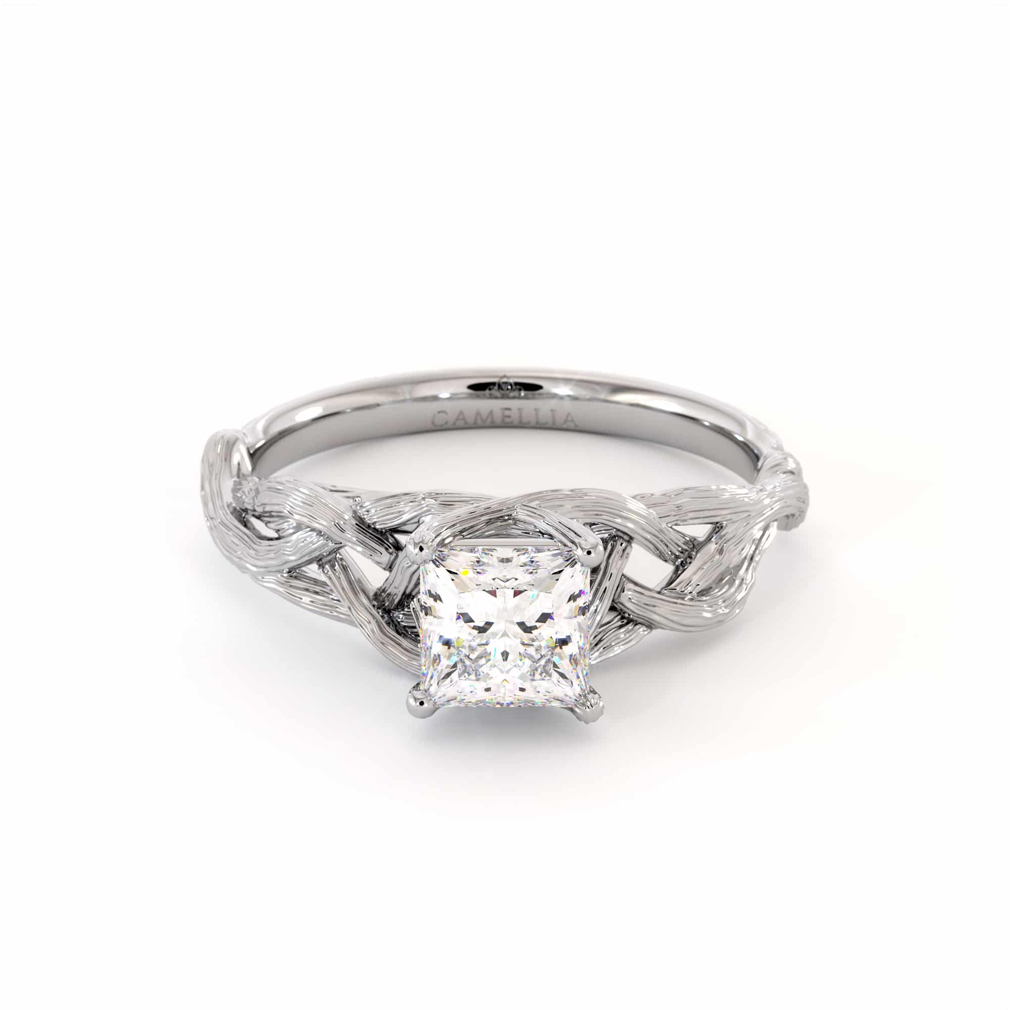 Branch Moissanite Princess Cut Ring Growing Branch White Gold Ring