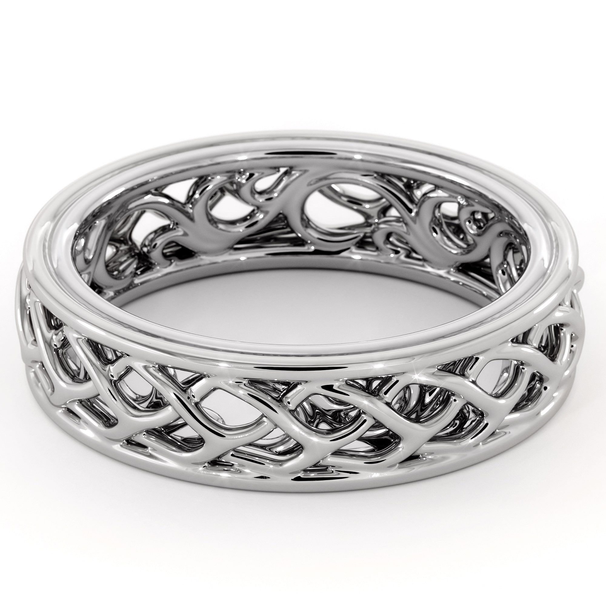 5.5mm Width 14K White Gold Plaited Band For Women's