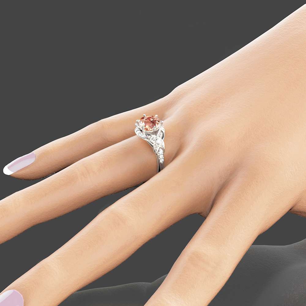14K White Gold Morganite Ring Unique Morganite Engagement Ring White Gold Anniversary Ring